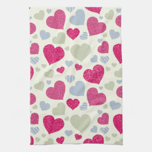 Hearts Background Tea Towel