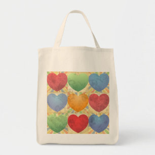 Hearts background tote bag