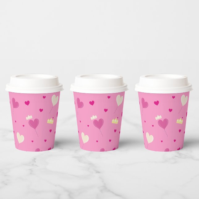 Hearts balloon and crowns. paper cups (Multi)