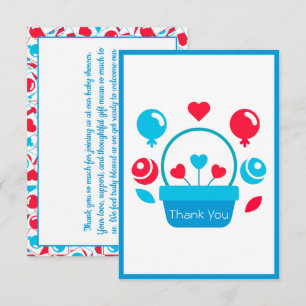 Hearts, Balloons and heart basket Thank You Card