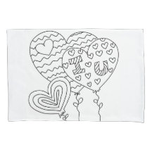Hearts&Balloons Colouring DIY Doodle Pillowcase