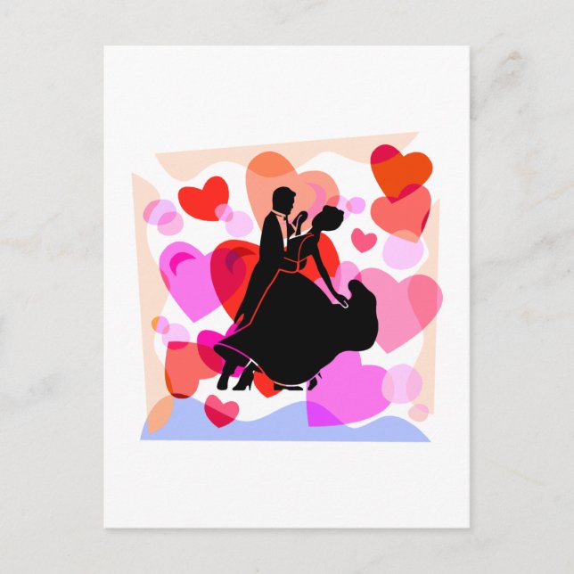 Hearts ballroom dancing postcard (Front)