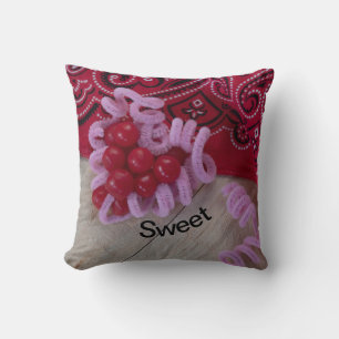 Hearts & Bandanna in red sweet candy country Cushion