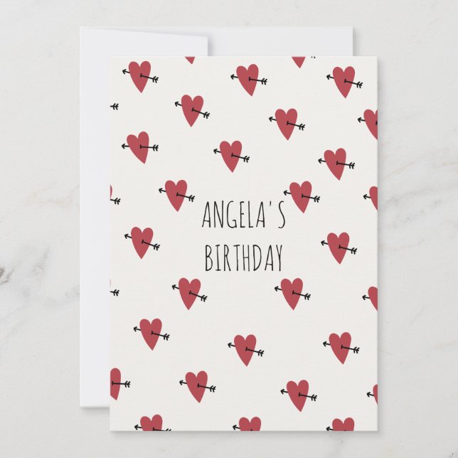 Hearts birthday invitation (Front)