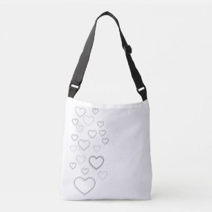 Hearts Black And White Crossbody Bag