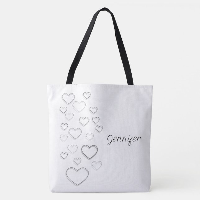 Hearts Black And White Tote Bag (Front)