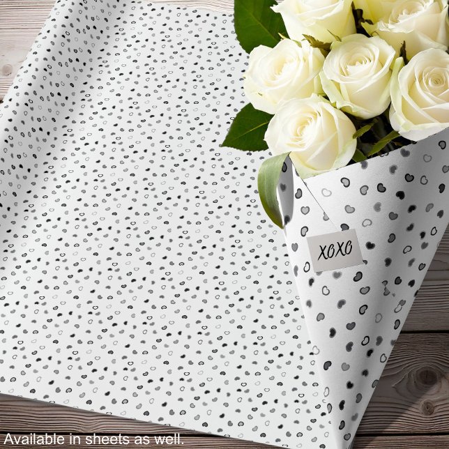 Hearts - Black and White - Wrapping Paper Rolls (Hearts - Black and White - Wrapping Paper Rolls-roses-by Leapfroglisics Shop)