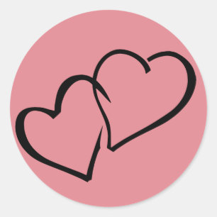 Hearts Black & Pink Wedding Love Sticker