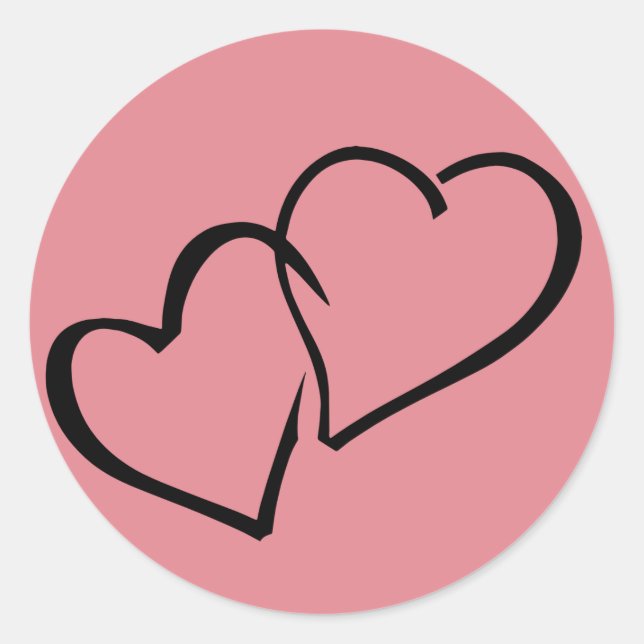 Hearts Black & Pink Wedding Love Sticker (Front)