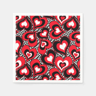 Hearts, black, red and white . napkin