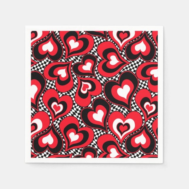 Hearts, black, red and white . napkin (Front)