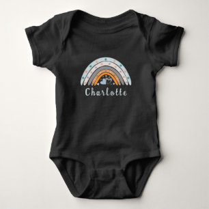 Hearts Boho Rainbow with Personalised Name Baby Bodysuit
