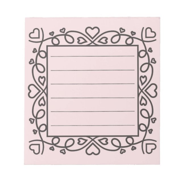 Hearts Border  Notepad (Front)