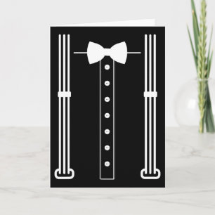 Hearts Bow Tie And Suspenders Valentine's Day Cost Card