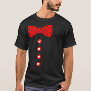 Hearts Bow Tie Suspenders Valentines Day T-Shirt