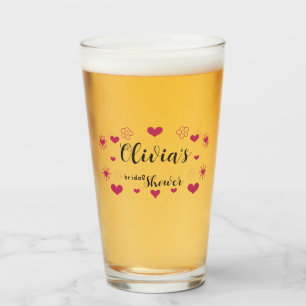 Hearts Bridal Shower Glass