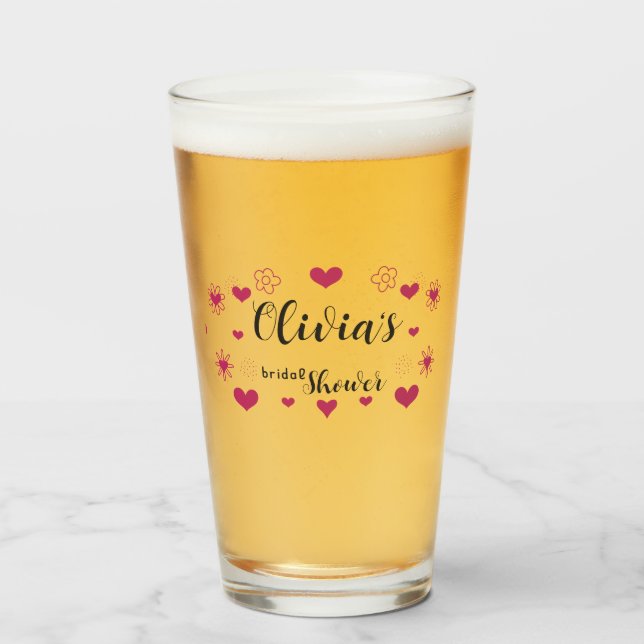 Hearts Bridal Shower Glass (Front Filled)