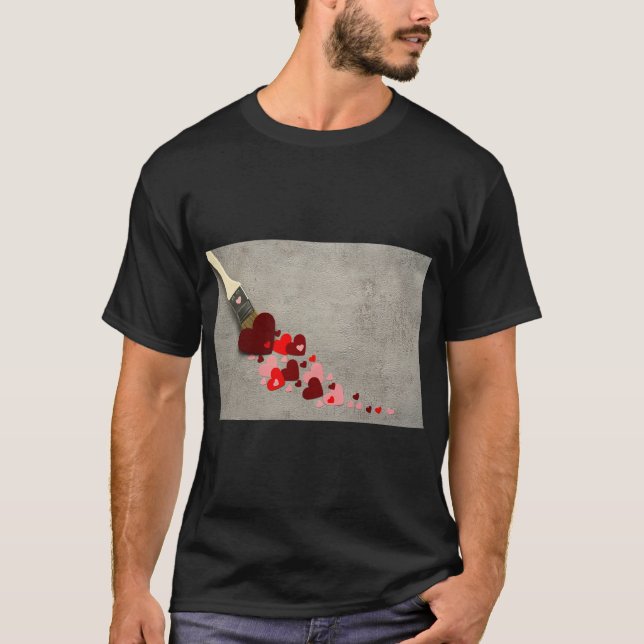 Hearts & Brush Painted Love  T-Shirt (Front)