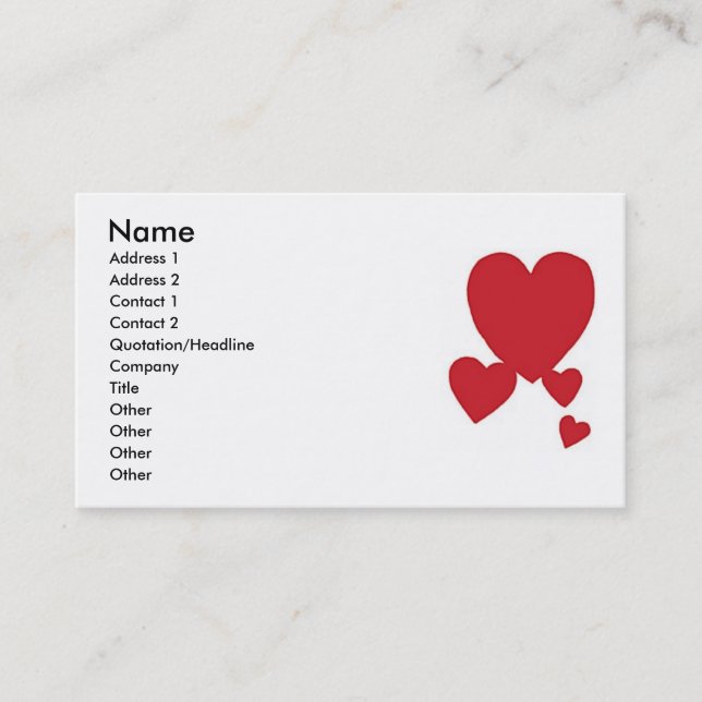 Hearts Business Card (Front)
