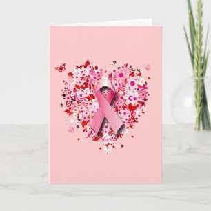 HEARTS, BUTTERFLIES AND PINK RIBBON CARD