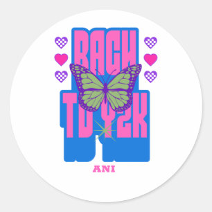 hearts butterfly Y2K bachelorette party Classic Round Sticker