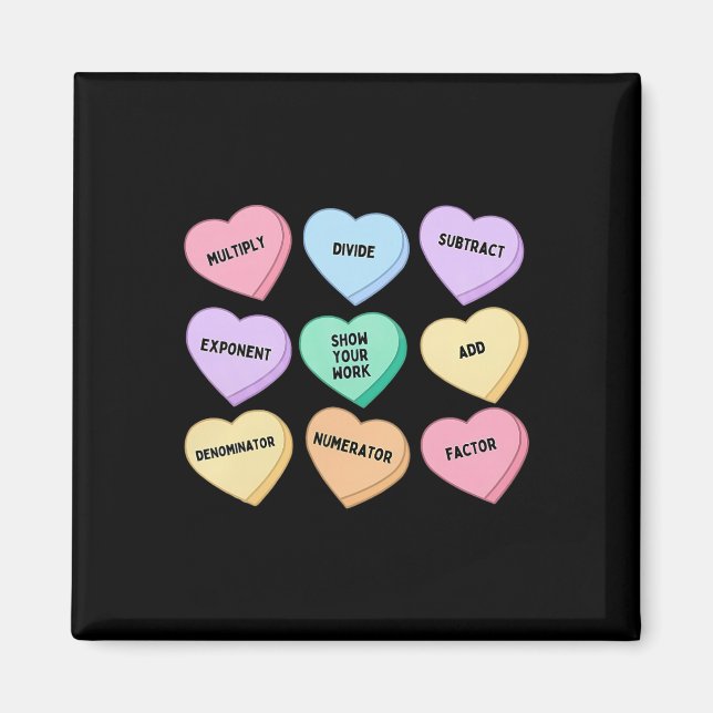 Hearts Candy Math Teacher Valentine Day Algebra Ge Magnet (Front)