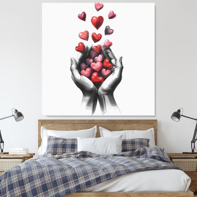 Hearts Canvas Print (Insitu(Bedroom))