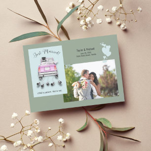 Hearts & Car /Just Married Wedding Announcement