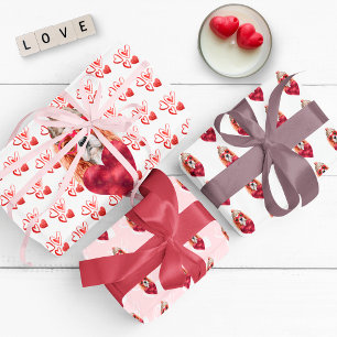 Hearts Cavalier Spaniel Dog Lover Valentines Gift Wrapping Paper Sheet