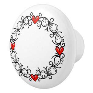 Hearts Ceramic Knob