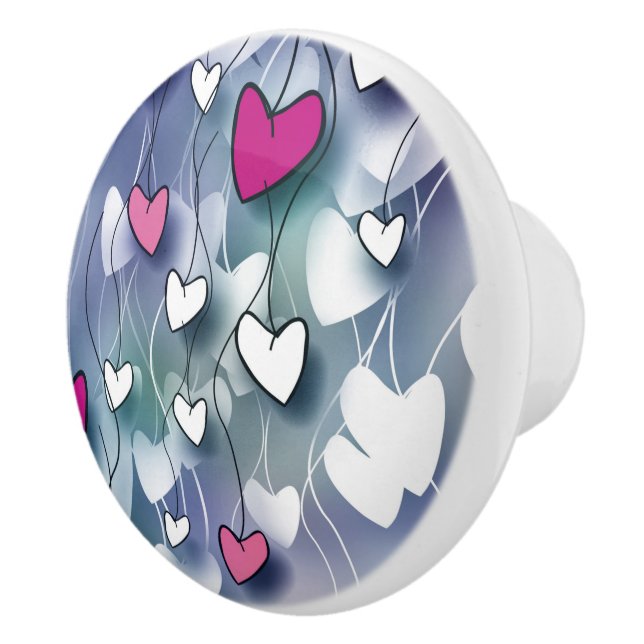 Hearts Ceramic Knob (Right)