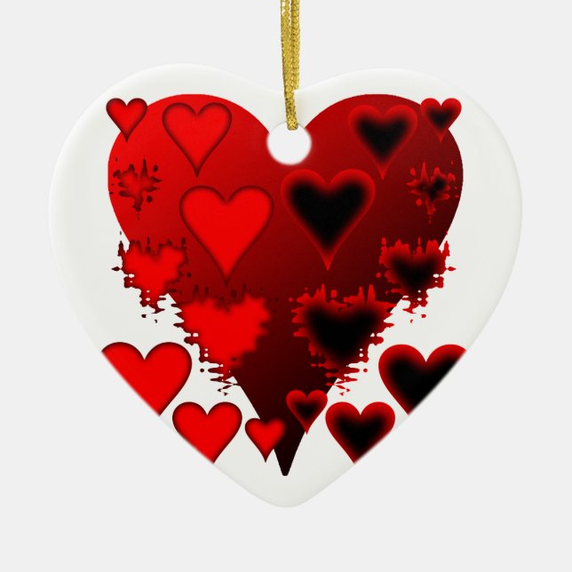 Hearts Ceramic Tree Decoration (Front)
