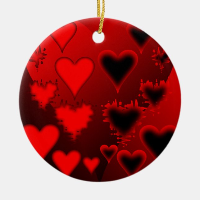 Hearts Ceramic Tree Decoration (Front)