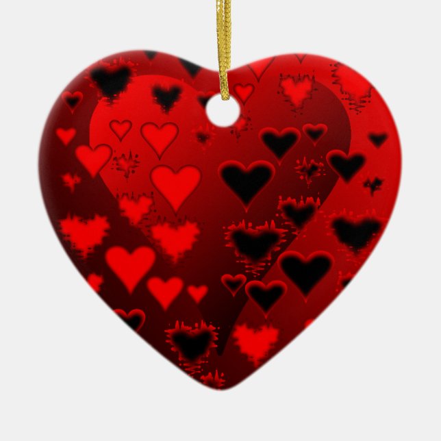 Hearts Ceramic Tree Decoration (Front)