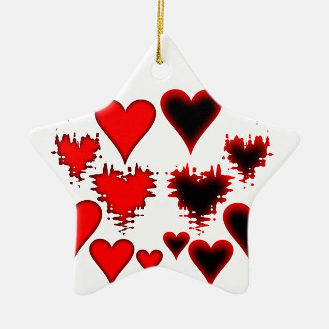 Hearts Ceramic Tree Decoration (Front)