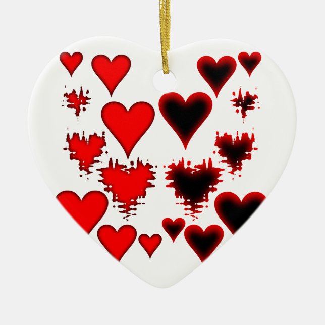 Hearts Ceramic Tree Decoration (Front)