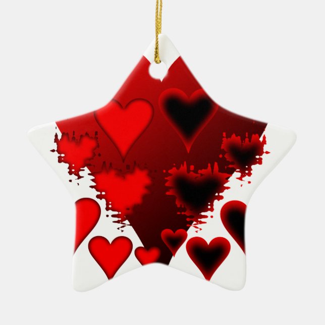 Hearts Ceramic Tree Decoration (Front)