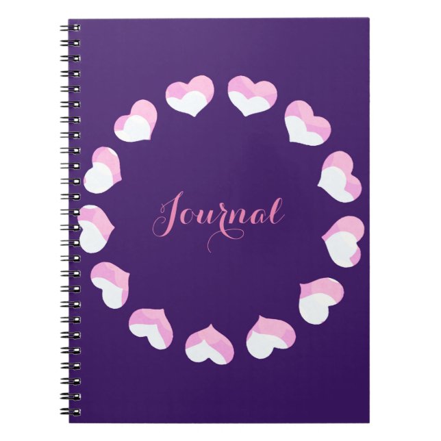 Hearts Circle Pink Purple Journal Notebook (Front)