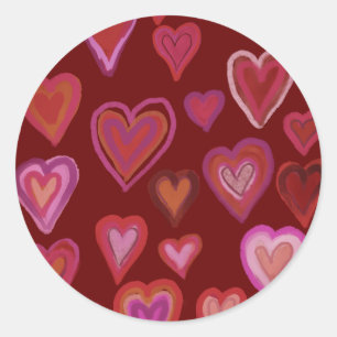 hearts classic round sticker