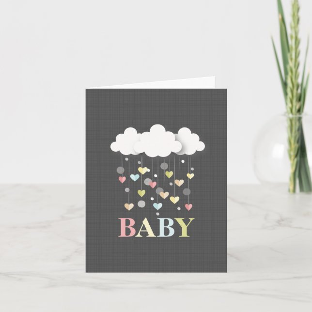 Hearts + Clouds Neutral Baby Card (Front)