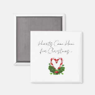 Hearts Come Home For Christmas Candy Cane Heart Magnet