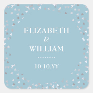 Hearts Confetti Wedding Square Sticker