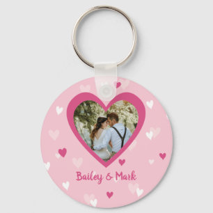 Hearts Couple Custom Photo Valentine Wedding Key Ring