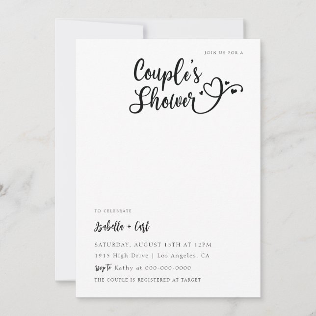 Hearts Couple's Shower Invitation (Front)