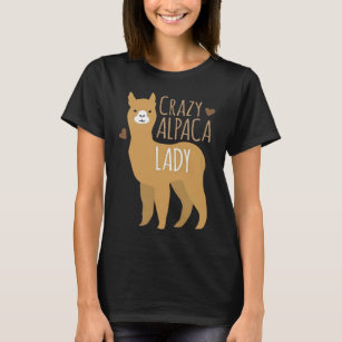 Hearts Crazy Alpaca Lady Funny Cute Animal Lover T-Shirt
