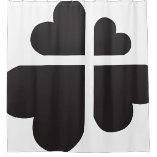 hearts cross - black shower curtain