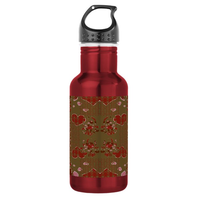 Hearts Cupflowers 532 Ml Water Bottle (Front)