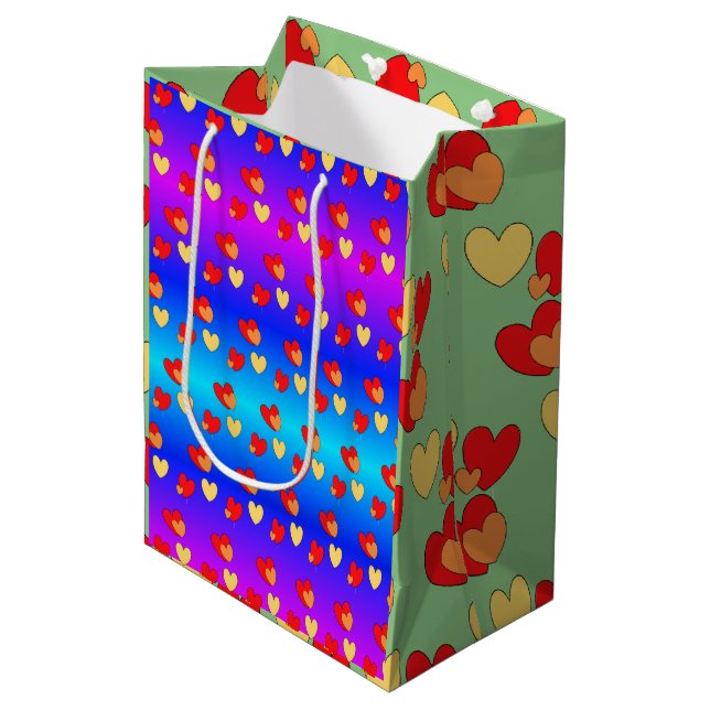 Hearts Cust. BG Colour Gift Bag (Front Angled)