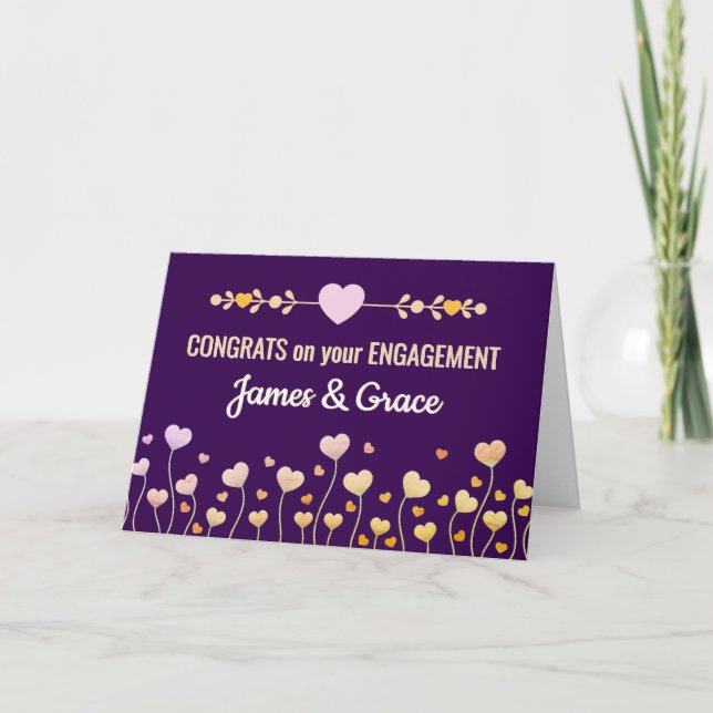 Hearts! Custom Engagement congrats card (Front)