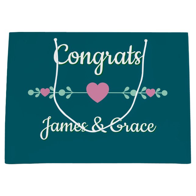 Hearts! Custom Engagement /WEDDING Large Gift Bag (Front)